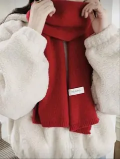 【未使用】FEIDING ニット レッド マフラー