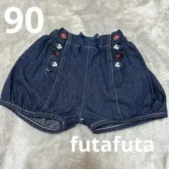 フタフタ いちご刺繍 デニムショートパンツ 90
