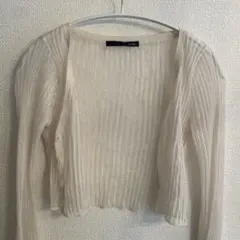Heather 長袖 カーディガン ホワイト　シアーのサムネイル