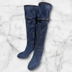 20✨美品✨レディース　ロングブーツ　ネイビー　Ｌサイズ