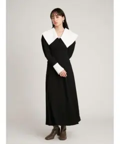 【最終お値下げ】SNIDEL スナイデル ビッグカラーコルセットワンピ 黒