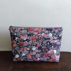 120 特大ポーチ バックインバック 正絹 紬 着物リメイク 大島紬