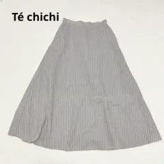 テチチ　Té chichi ロングフレアスカート ストライプ柄　美品　ベージュ系
