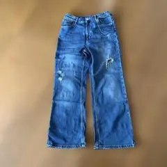 ダメージ加工 ワイドレッグデニムパンツ