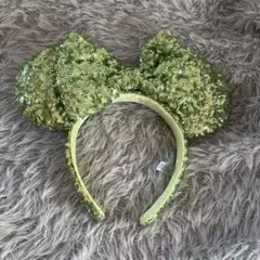 美品 ディズニー ミニーマウス カチューシャ スパンコール みどり 当日発送