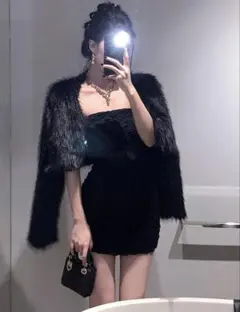 SHEIN DAZY ファーコートLブラック フェイクファー ジャケット