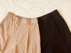 UNIQLO タックワイドパンツセット　ベージュ&ブラック