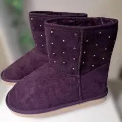 お値下げ✨【未使用品】パープルビジュー付きムートンブーツ✨