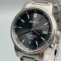 【稼働品】CITIZEN REGUNO H415 電波ソーラー 黒文字盤 デイト