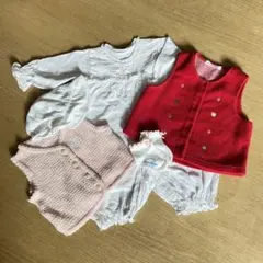 ファミリア☆カバーオール☆ベスト☆帽子☆靴下☆5点セット☆60～70