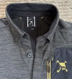 OAKLEY ブラック×イエロースカル刺繍 BDシャツ M 訳ありだけど襟丈夫