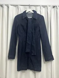 zara デニムワンピース　リボン　タイ