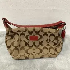 美品　コーチ COACH シグネチャー アクセサリーポーチ ミニハンドバッグ