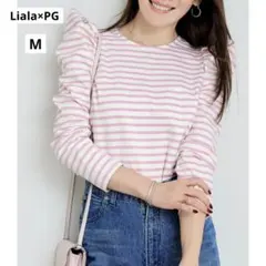 【新品タグ付き】Liala×PG 猫耳風スリーブカットソー ボーダー ピンク M