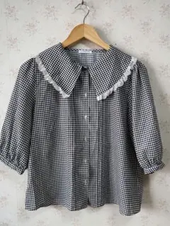 ☆ハニーズ コルザ ギンガムチェック 六分袖シャツ ブラウス М☆
