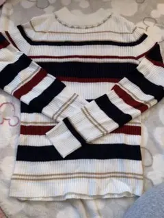 ビジュー付き ボーダーニット セーター Ｍサイズ