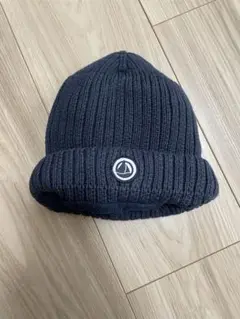 ネイビー リブ編み ニット帽