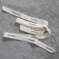CHANEL ロゴ入りホワイトリボン85センチ