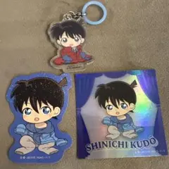 名探偵コナン　ちぢませ隊　めじるしアクセサリー　ステッカー　工藤新一　セット