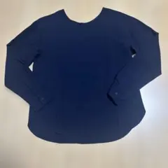 ネイビー 長袖 ラウンドネックシャツ