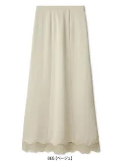 SNIDEL ヘムレースIラインサテンスカート ベージュ