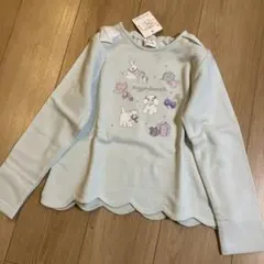 新品・タグ付き　メゾピアノ 刺繍トレーナー エメラルドグリーン　130 リボン