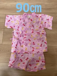 ピンク金魚柄甚平 90cm 100%コットン