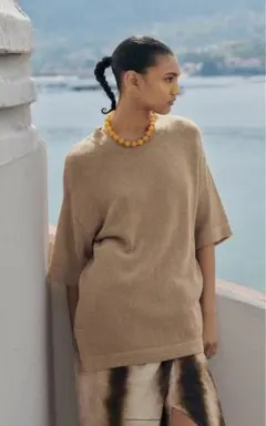 お値下げ ZARAザラ未使用 プレーンニット　リネンブレンド　トップス Sサイズ