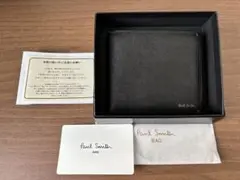 【ほぼ未使用】Paul smith カラードエッジ　二つ折り財布　牛革　ブラック