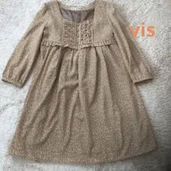 VIS ★ドット　ひざ丈ワンピース　フリーサイズ　茶色