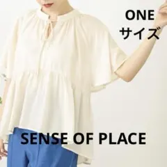 【SENSE OF PLACE】フレアスリーブスキッパーブラウス アイボリーのサムネイル