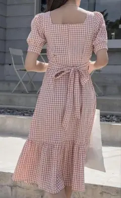 DAZYピンク ギンガムチェック 半袖ワンピース