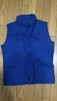 80's ノースフェイス 茶タグ ダウンベスト 黒ラッカー USA製 青のサムネイル