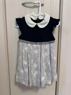 プティマイン フォーマル ネイビー ワンピース 花柄 フラワー 襟付き