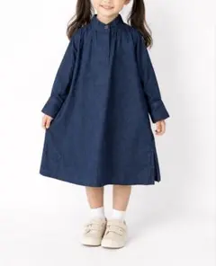 新品未使用　デニム　ワンピース　110 ネイビー　ボリューム　マーキーズ