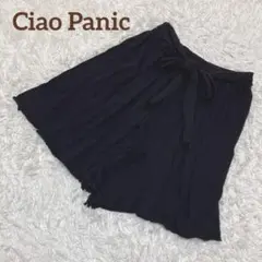 【チャオパニック】ショートパンツ キュロット リボン ウエストゴム ブラック 黒