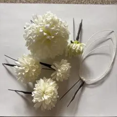 ホワイト花飾り6個セット　造花