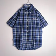 シャツ (M) チェック柄 フィラ ボタンダウン 刺繍ロゴ ワンポイント 古着