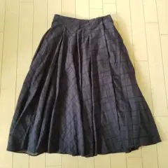 ザラ ベーシック ZARA スカート 膝丈 フレア 紺 ネイビー チェック