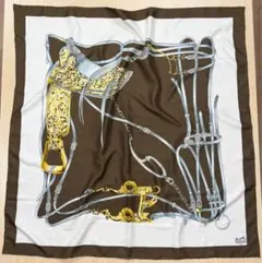 HERMES カレ90 シルクスカーフ 馬具柄 エルメス