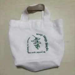 ホワイトキャンバス小型トートバッグ