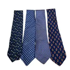 フェラガモ ネクタイ 4本セット まとめ売 シルク 総柄 花柄 チェリー スレ有