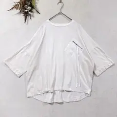 33℃ ジップポケット Tシャツ 半袖 カットソー オーバーサイズ ホワイト Mのサムネイル