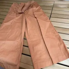 オレンジ ワイドパンツ ベルト付き
