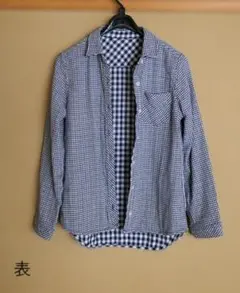 ワールド　CutieBlonde　リバーシブル　ネイビー　ギンガムチェック　M