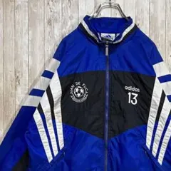 25【90s】adidas　ナイロンジャケット　Vintage ブルー　L相当