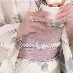 パールベルト　蝶　シルバー　浴衣　帯飾り　帯締め　夏祭り　飾り紐　着物　成人式