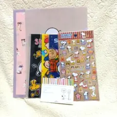 スヌーピー マルチケース 3点　シ－ル1点　ファイル2点　メモ帳1点計7点セット
