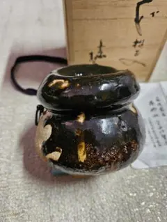 萩焼 丹妙山 宇田川聖谷作 瓢箪掛け花入 共箱 栞付