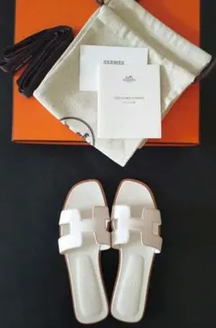 極美品 HERMES エルメス サンダル 《オアジス》 ホワイト 白 36 - メルカリ